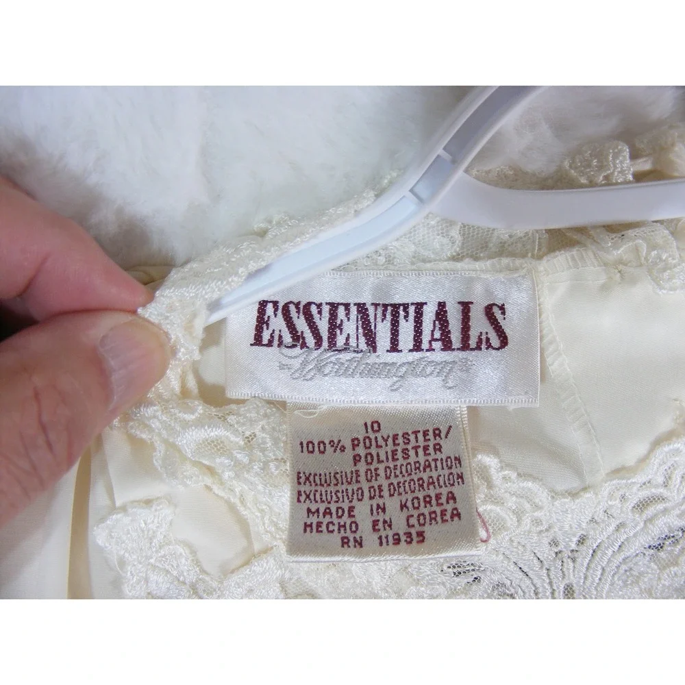 Essentials Worthington Blouse Womens 10 Cream Excellent Lace Bib Pintuck Pleat